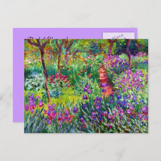 Iris Garden Impressionisme Bridal Briefkaart (Voorkant / Achterkant)