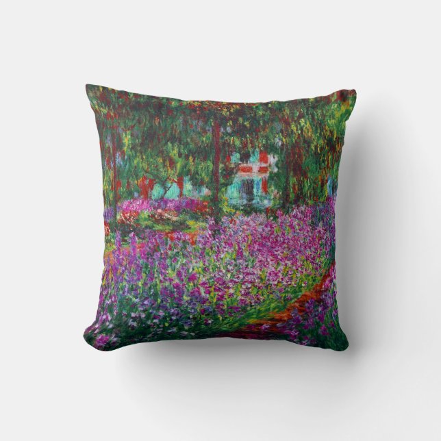 Iris Garden in Giverny Monet Fine Art Kussen (Voorkant)