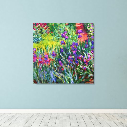 Iris Garden Monet Brush Strokes Canvas Afdruk (Insitu (Houten vloer))