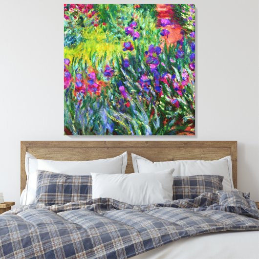Iris Garden Monet Brush Strokes Canvas Afdruk (Insitu (Slaapkamer))