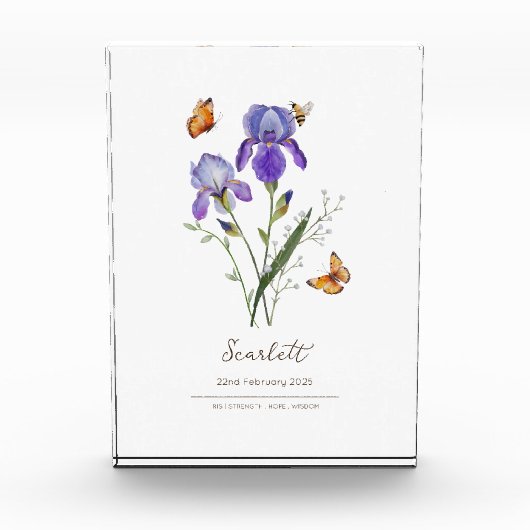 Iris Geboortemaand Bloem Fotoblokken (Voorkant)