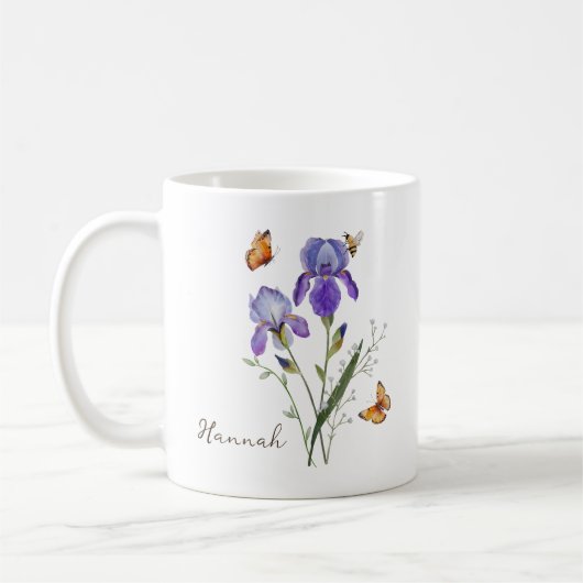 Iris Geboortemaand Bloem Koffiemok (Links)