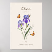Iris Geboortemaand Bloem Poster (Voorkant)