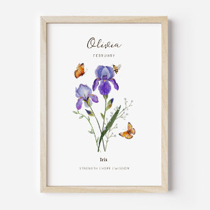 Iris Geboortemaand Bloem Poster