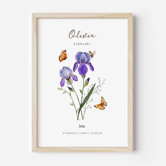 Iris Geboortemaand Bloem Poster