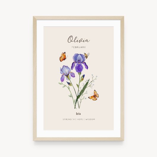 Iris Geboortemaand Bloem Poster