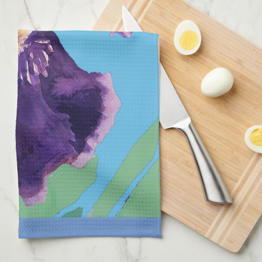 Iris Gekaarde Waterverf Vloeiende bloem Theedoek (Quarter Fold)