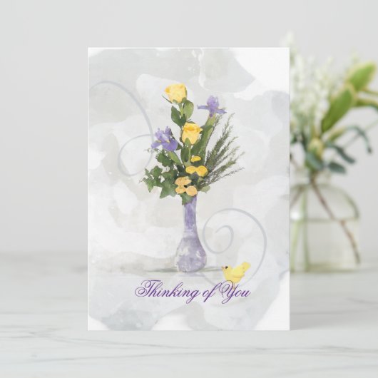 Iris & gele rozen denken aan jou (Staand voorkant)