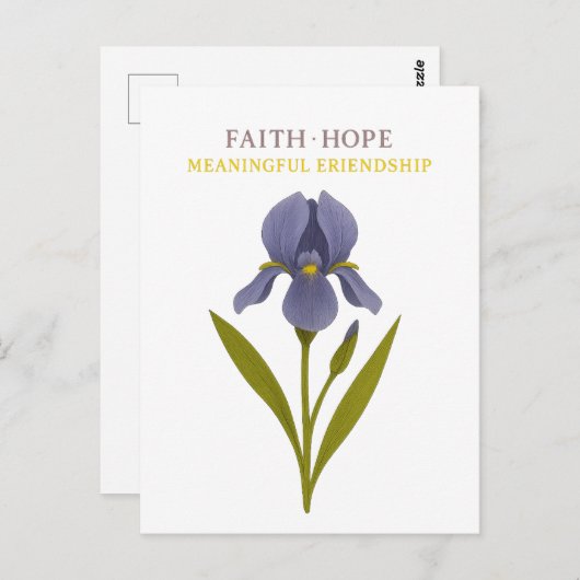 Iris - Geloof, hoop, betekenisvolle vriendschap Briefkaart (Voorkant / Achterkant)