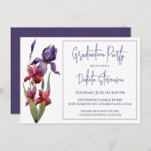 Iris Graduation Party | Violet Paars roze ventiel Kaart (Voorkant / Achterkant)