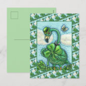 IRIS GROENE FLAMINGO, LEUKE GELUKKIGE ST. PATRICKS FEESTDAGENKAART (Voorkant / Achterkant)