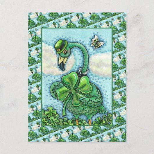 IRIS GROENE FLAMINGO, LEUKE GELUKKIGE ST. PATRICKS FEESTDAGENKAART (Voorkant)