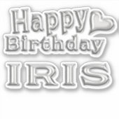Iris Happy Birthday silver Aufkleber Sticker (Voorkant)