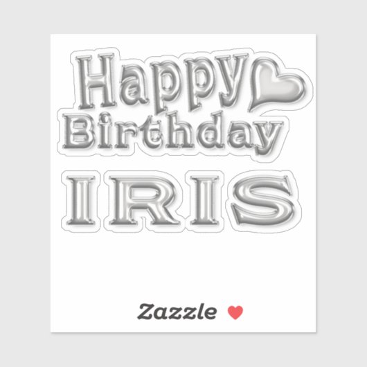 Iris Happy Birthday silver Aufkleber Sticker (Vel)