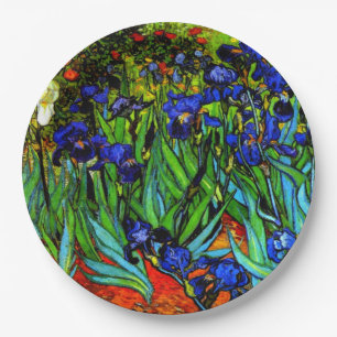 Iris, het beroemde bloemenschilderij van Van Gogh Papieren Bordje