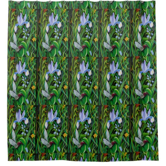 Iris Hummingbird Shower Curtain Douchegordijn (Voorkant)
