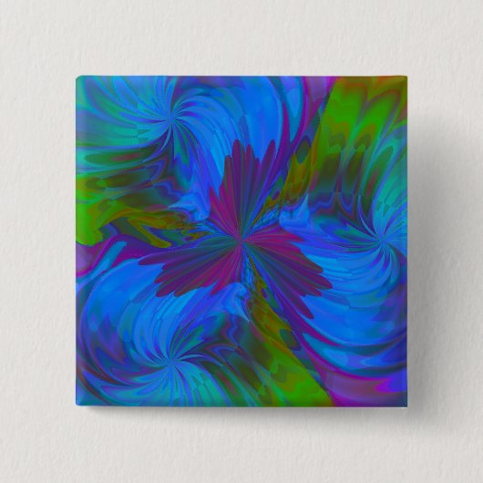 Iris in blauw vierkante button 5,1 cm (Voorkant)