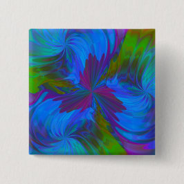 Iris in blauw vierkante button 5,1 cm