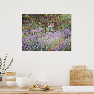 Iris in de tuin van Monet Poster