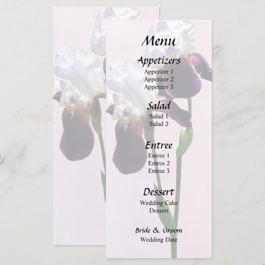 Iris in liefde menu (Voorkant / Achterkant)
