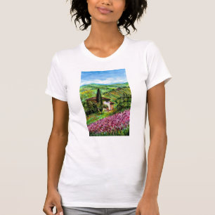 IRIS in TUSCANY/Groene Paarse Vloervelden T-shirt