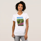 IRIS in TUSCANY/Groene Paarse Vloervelden T-shirt (Voorkant volledig)