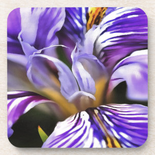 Iris in Violet Lila en Paarse botanische kunst Drankjes Onderzetter