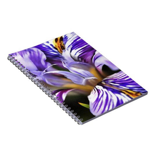 Iris in Violet Lila en Paarse botanische kunst Notitieboek (Rechterzijde)