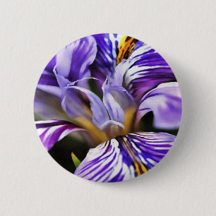 Iris in Violet Lila en Paarse botanische kunst Ronde Button 5,7 Cm