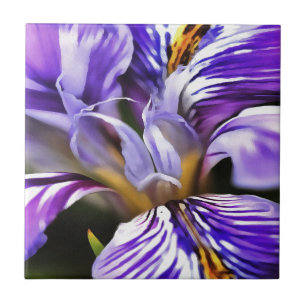 Iris in Violet Lila en Paarse botanische kunst Tegeltje