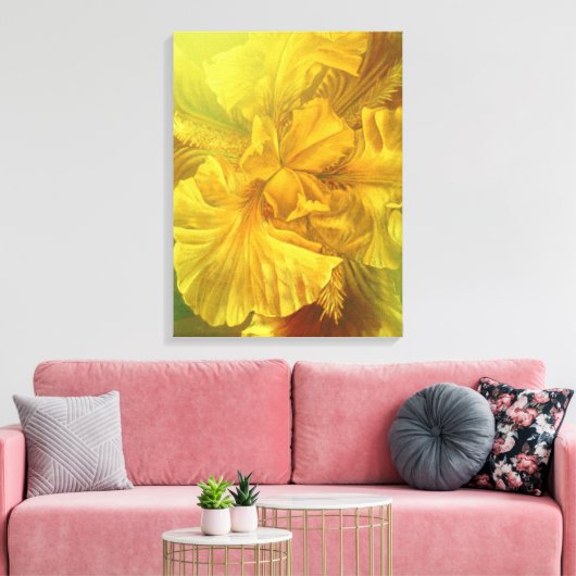 Iris inwendige schoonheid, warm geel tekencanvas a canvas afdruk (Insitu (Woonkamer))