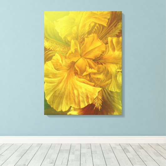 Iris inwendige schoonheid, warm geel tekencanvas a canvas afdruk (Insitu (Houten vloer))