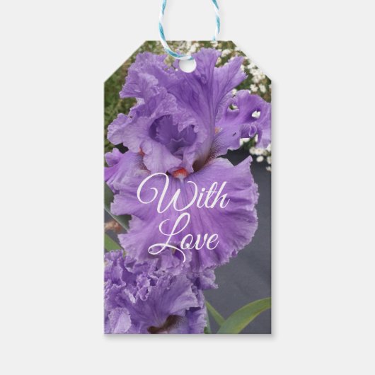 Iris Iriser Paarse Flower Floral Lavender Cadeaulabel (Voorkant)