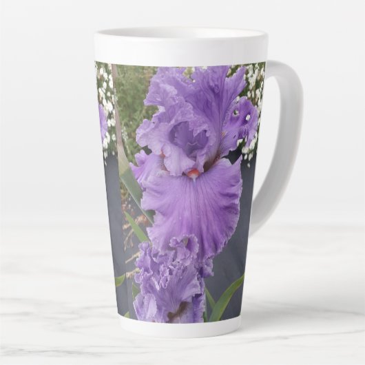 Iris Iriser Paarse Flower Floral Lavender Latte Mok (Rechterhoek)