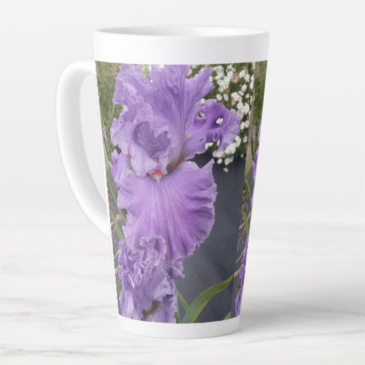 Iris Iriser Paarse Flower Floral Lavender Latte Mok (Linkerhoek)