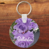 Iris Iriser Paarse Flower Floral Lavender Sleutelhanger (Voorkant)