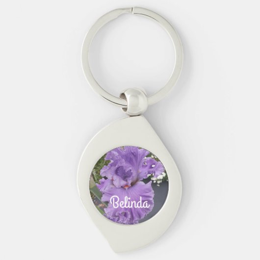 Iris Iriser Paarse Flower Floral Lavender Sleutelhanger (Voorkant)