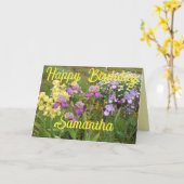 Iris irises floral Flowers Garden Womans Name Kaart (Gele Bloem)