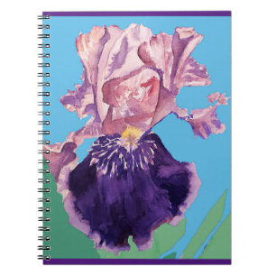 Iris irises Glorious Paarse Flower Waterverf Art Notitieboek