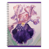 Iris irises Glorious Paarse Flower Waterverf Art Notitieboek (Voorkant)