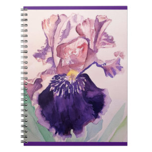 Iris irises Glorious Paarse Flower Waterverf Art Notitieboek