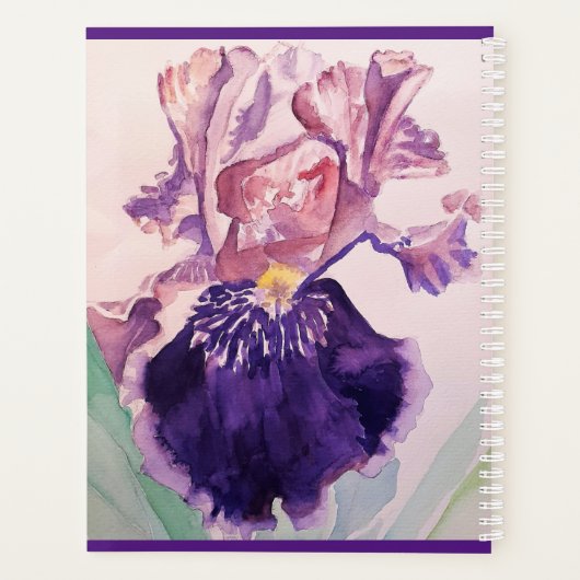Iris irises Glorious Paarse Flower Waterverf Art Planner (Achterkant)