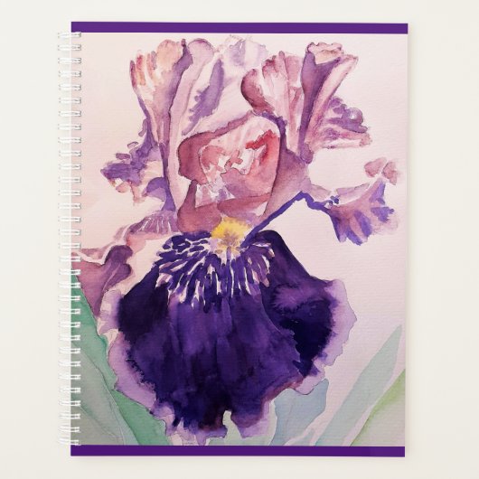 Iris irises Glorious Paarse Flower Waterverf Art Planner (Voorkant)