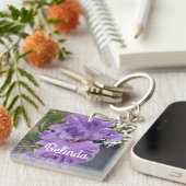 Iris Irises Paars Flower Floral Lavender Key Rin Sleutelhanger (Voorkant Rechts)