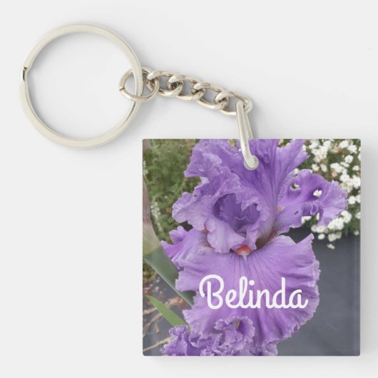 Iris Irises Paars Flower Floral Lavender Key Rin Sleutelhanger (voorkant)