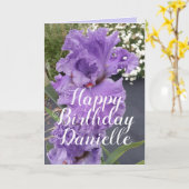 Iris Irises Paars Flower Floral Name Birthday Kaart (Gele Bloem)