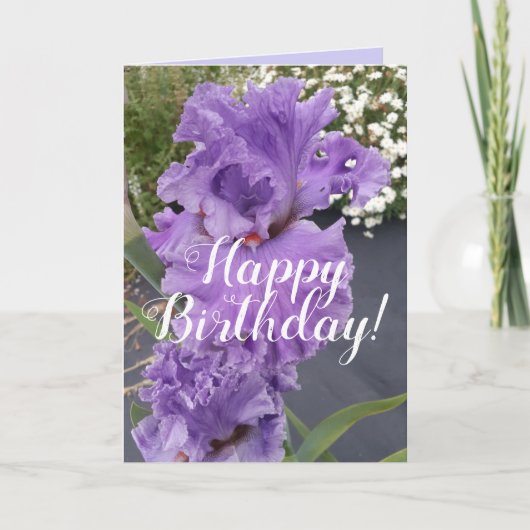 Iris Irisis Paars Flower Floral Birthday Kaart (Voorkant)