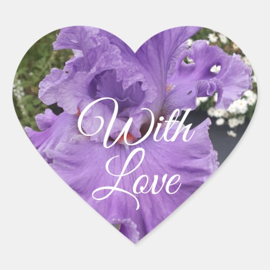 Iris Irisis Paarse Flower Floral Lavender Square S Hart Sticker (Voorkant)