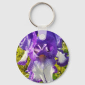Iris Irissen Blauw Witte Bloem Bloemen Vrouwen Naa Sleutelhanger (Achterkant)