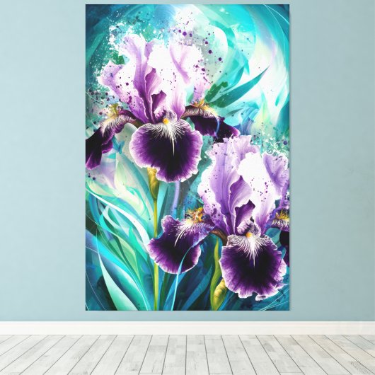 *~* Iris Irissen Bloemen Schilderen AP84 Canvas Afdruk (Insitu (Houten vloer))